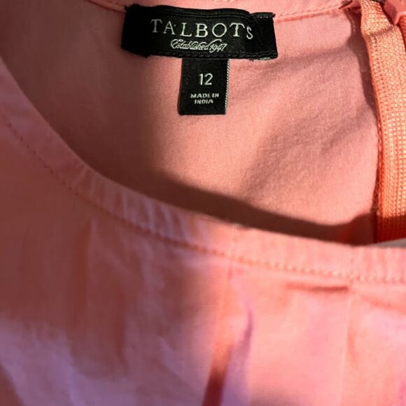 Talbots Blouse 12 Pink Sleeveless Round Neck Back Zip Casual Chic Minimalist - Picture 5 of 6